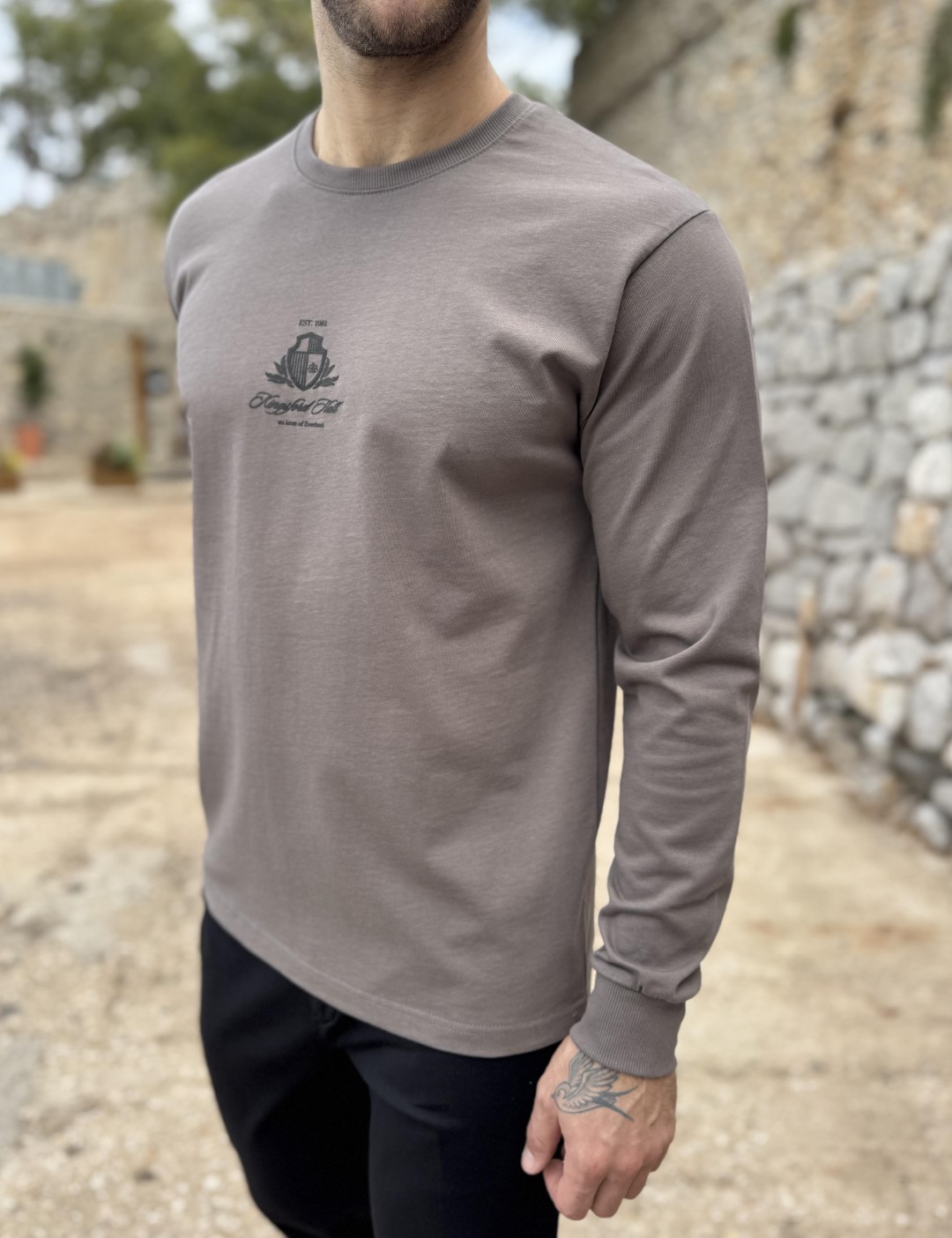 Everbest ανδρική πούρο μακρυμάνικη μπλούζα με τύπωμα Plus Size 271024
